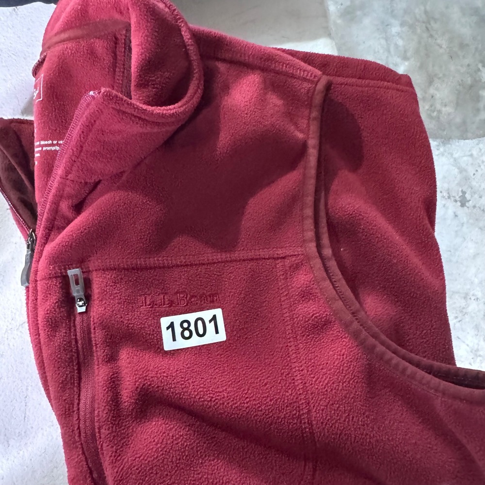 L.L. Bean Vest Mens Medium Red Fleece Full Zip Mock Neck Outdoor Layering - Picture 5 of 5